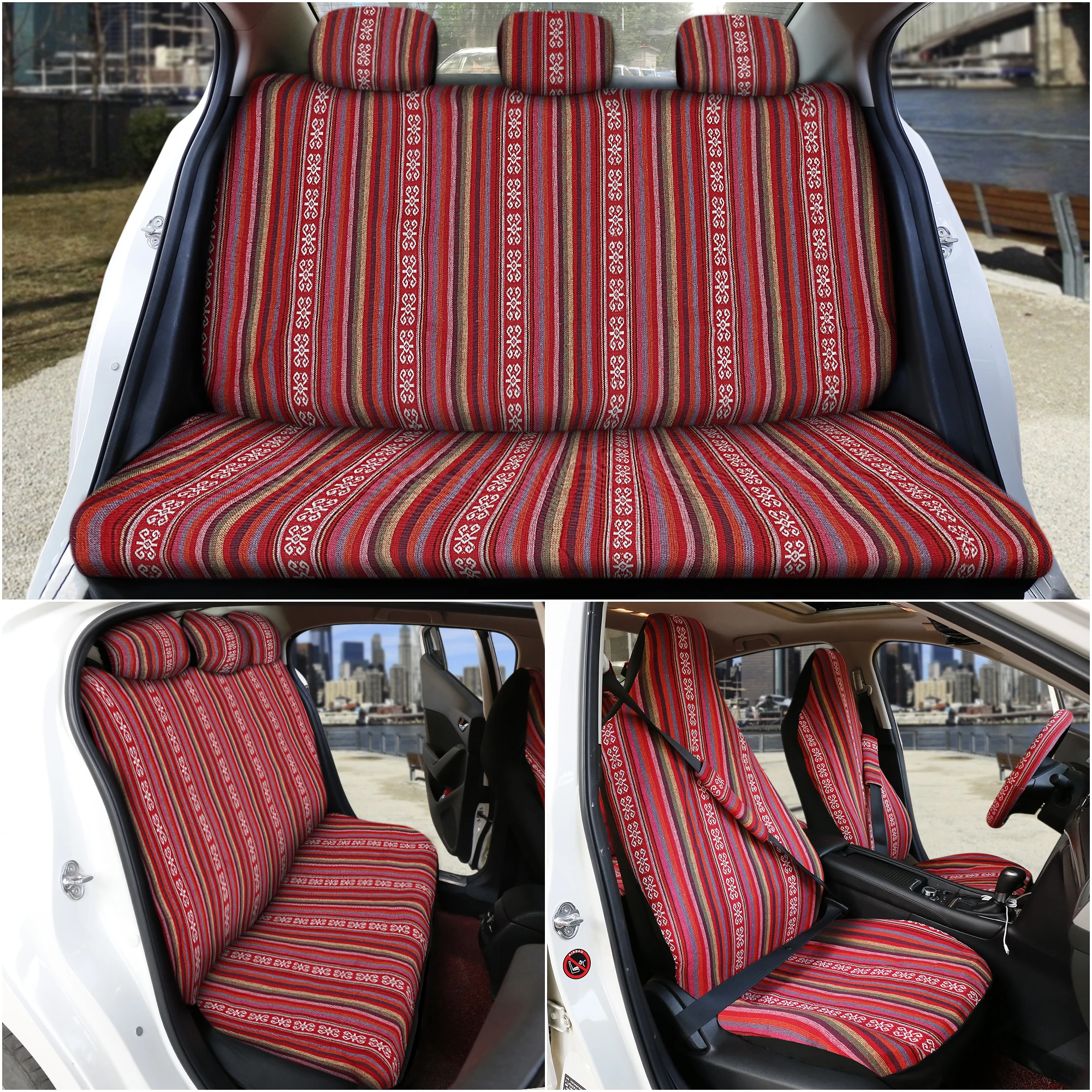 x autohaux car seat covers set baja saddle blanket weave universal fit most cars covers with steering wheel cover protector free global shipping