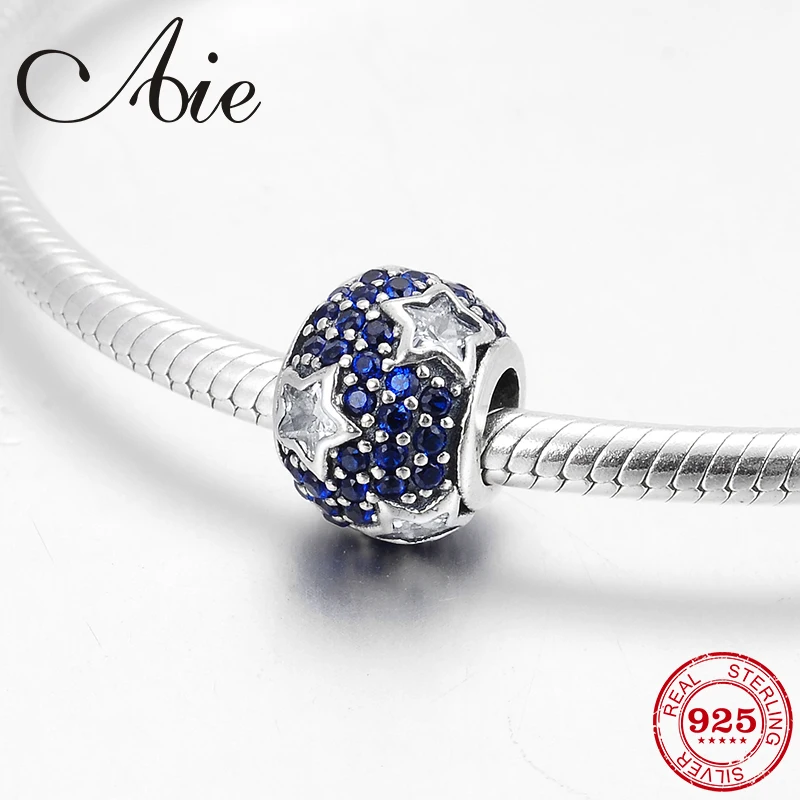 Настоящее серебро 925 пробы голубой и прозрачный кристалл звезда из фианита