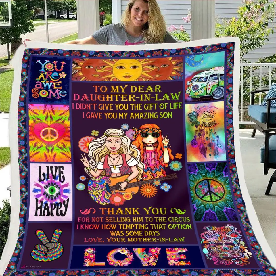 

SOFTBATFY Letter Design Blanket To My Daughter/Wife/Warm Cozy Letter Throw Blanket for Bed Sofa Couch Birthday Gifts