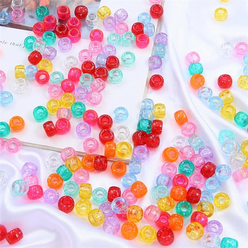 

100pcs 6*9mm Acrylic Beaded Candy Color Bucket Beads for Home Curtain Decoration Celebration Decoration Jewelry Accessories