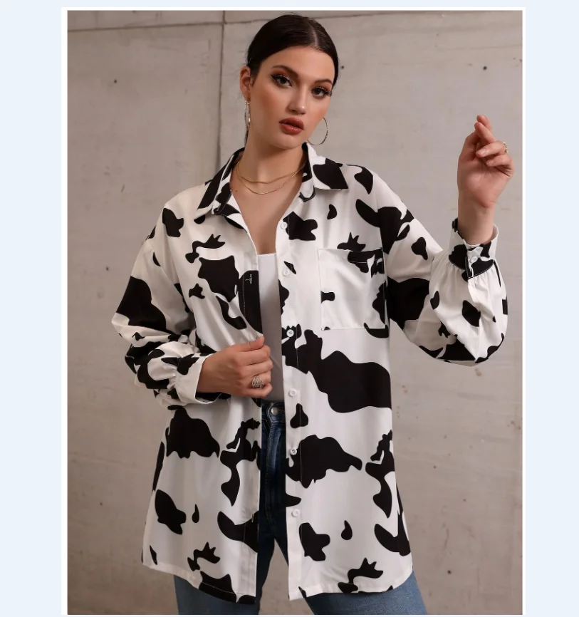 

Cow Pattern Female Summer Design Sense Niche Sunscreen Shirt 2021 New Spring and Autumn Port Style Long-sleeved Top Clothe
