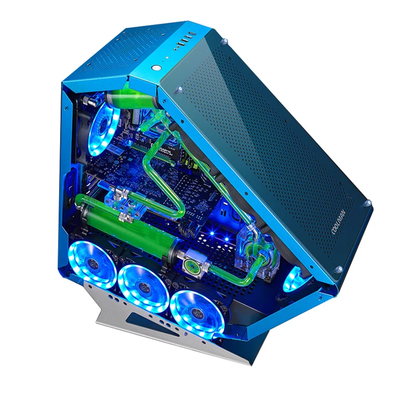 DIY компьютер ПК чехол для геймера Настольный в форме ромба Алюминий сплав