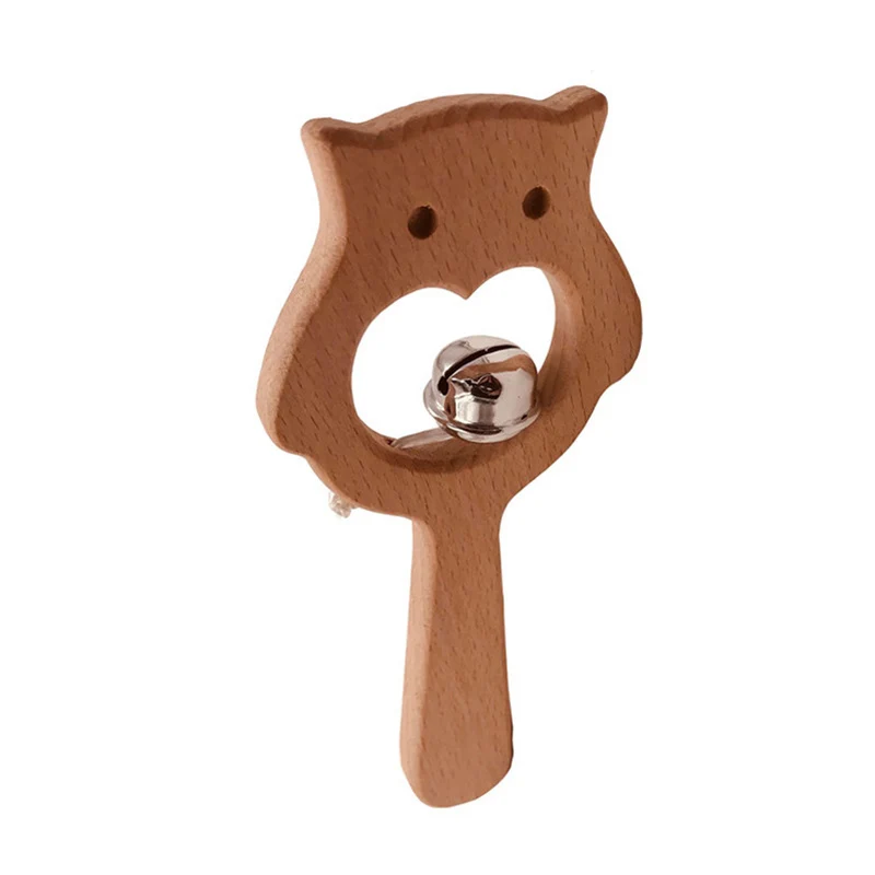 DIY мультфильм сова погремушка натуральный прорезыватель из буковой древесины