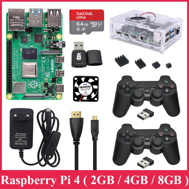 Оригинальный Raspberry Pi 4 Model B 2 ГБ/4 ГБ/8 ГБ + чехол источник питания беспроводной