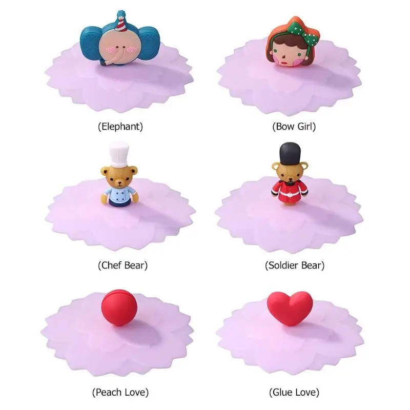 Розовая силиконовая крышка для чашки противоскользящая водонепроницаемая