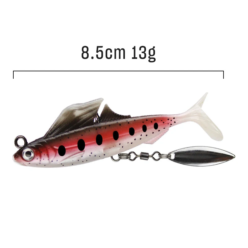 Goture 4pcs Fishing Lure Swimbait 13g 8.5cm Lead Head Soft Rubber Bait Spinning Metal Spoon Tail Wobbler | Спорт и развлечения