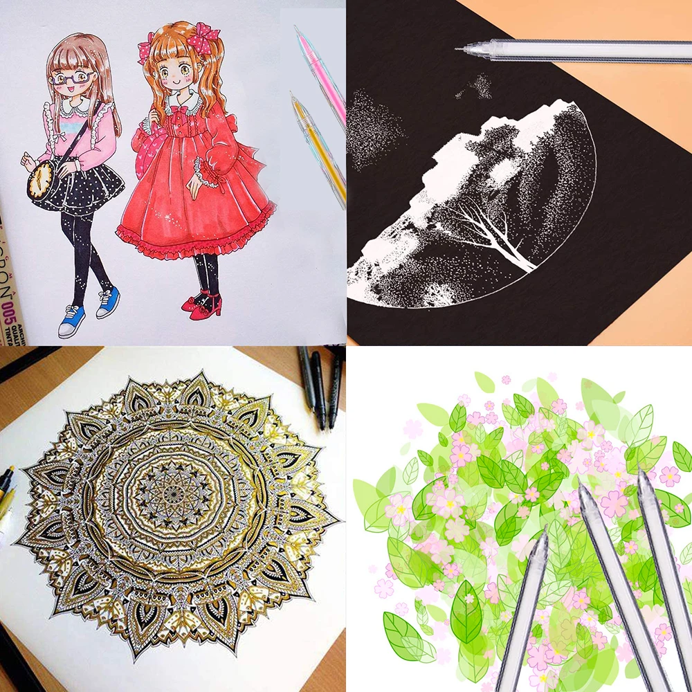 

12pcs Highlighter Color Pen 0.5mm Extra Fine Point Pens Marker Pen Drawing Sketching Pen Stationery Office School Supplies