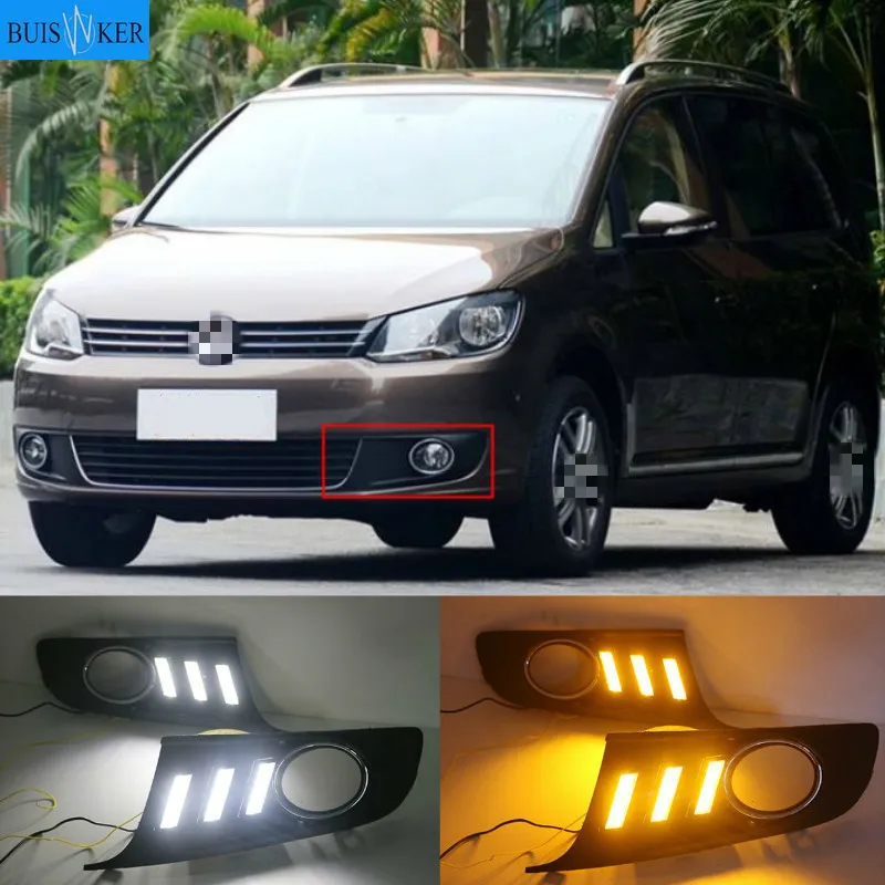 Светодиодные дневные ходовые огни DRL для Volkswagen vw Touran 2011-2015 с динамическим
