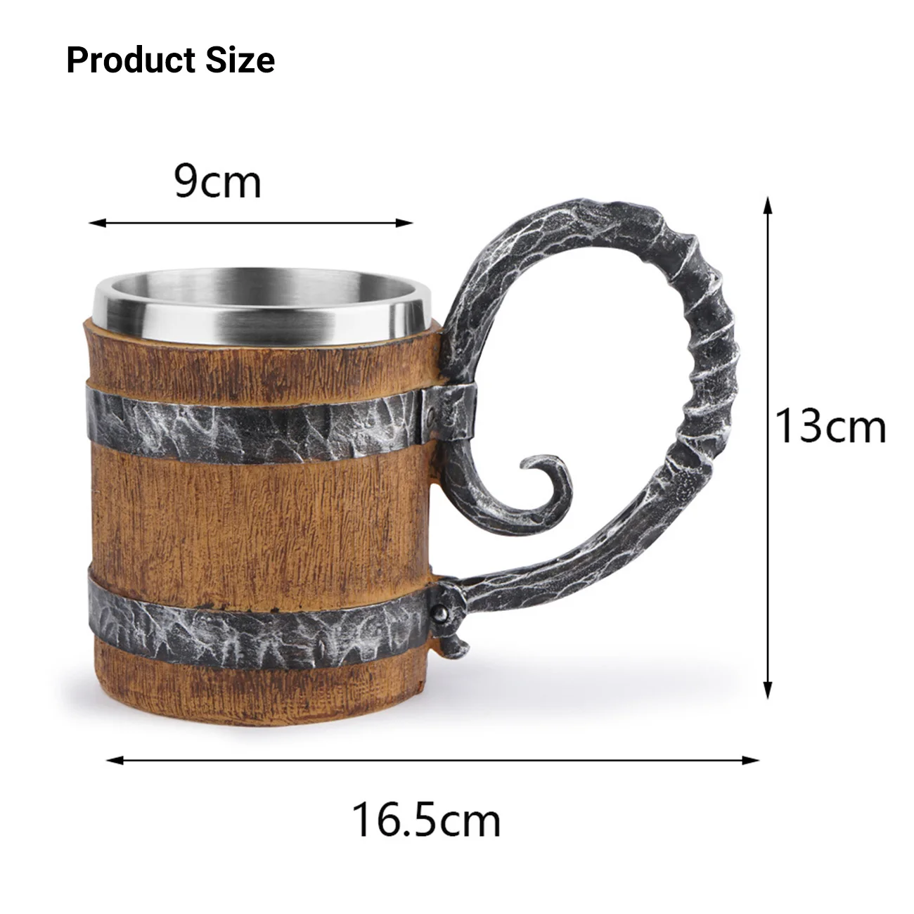 

550ml Style Wooden Wine Glass Christmas Gift Simulation Wooden Barrel Double Wall Wine Glass Drinking Insulated Metal Cup