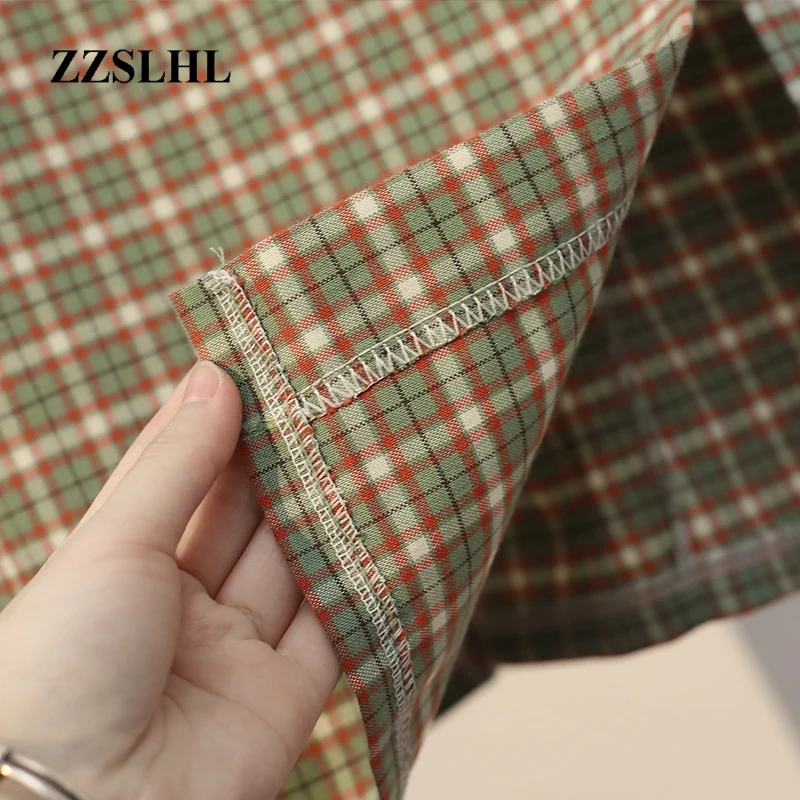 

Large Size Women Square Collar Dress Summer Vintage Short Sleeve Patchwork Plaid Button Dress Fashion Bodycon Vestidos