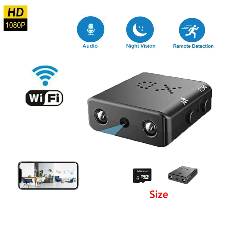 Мини-камера видеонаблюдения с функцией ночного видения Wi-Fi HD 1080P XD | Электроника