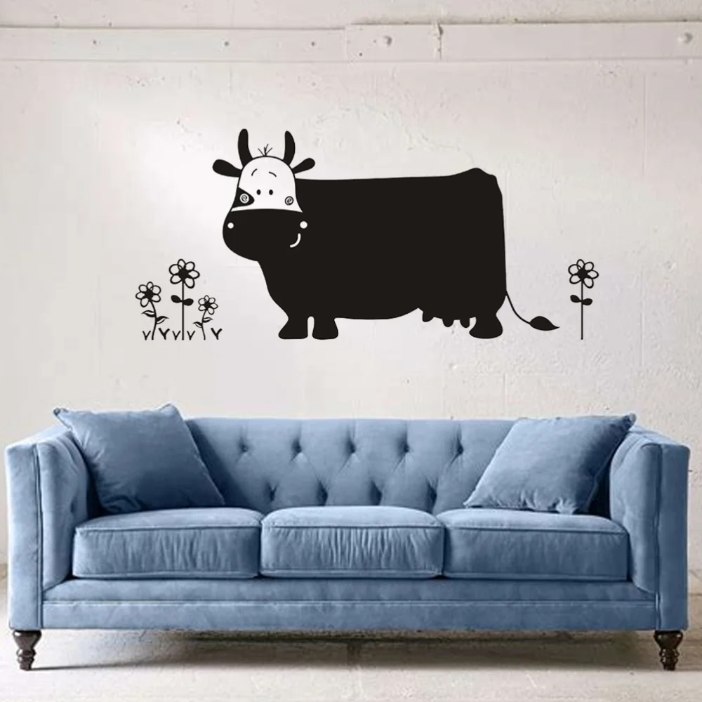 

Creative Lovely Big Cow Cartoon Home Decoration Colorful Wall Sticker Removable PVC Hhousedecals in Rooms(Black,60x90-B027)