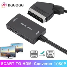1080P SCART HDMI-compatible Video Audio Upscale Converter With USB Cable For HDTV Box DVD Television Signal Converter Upscale