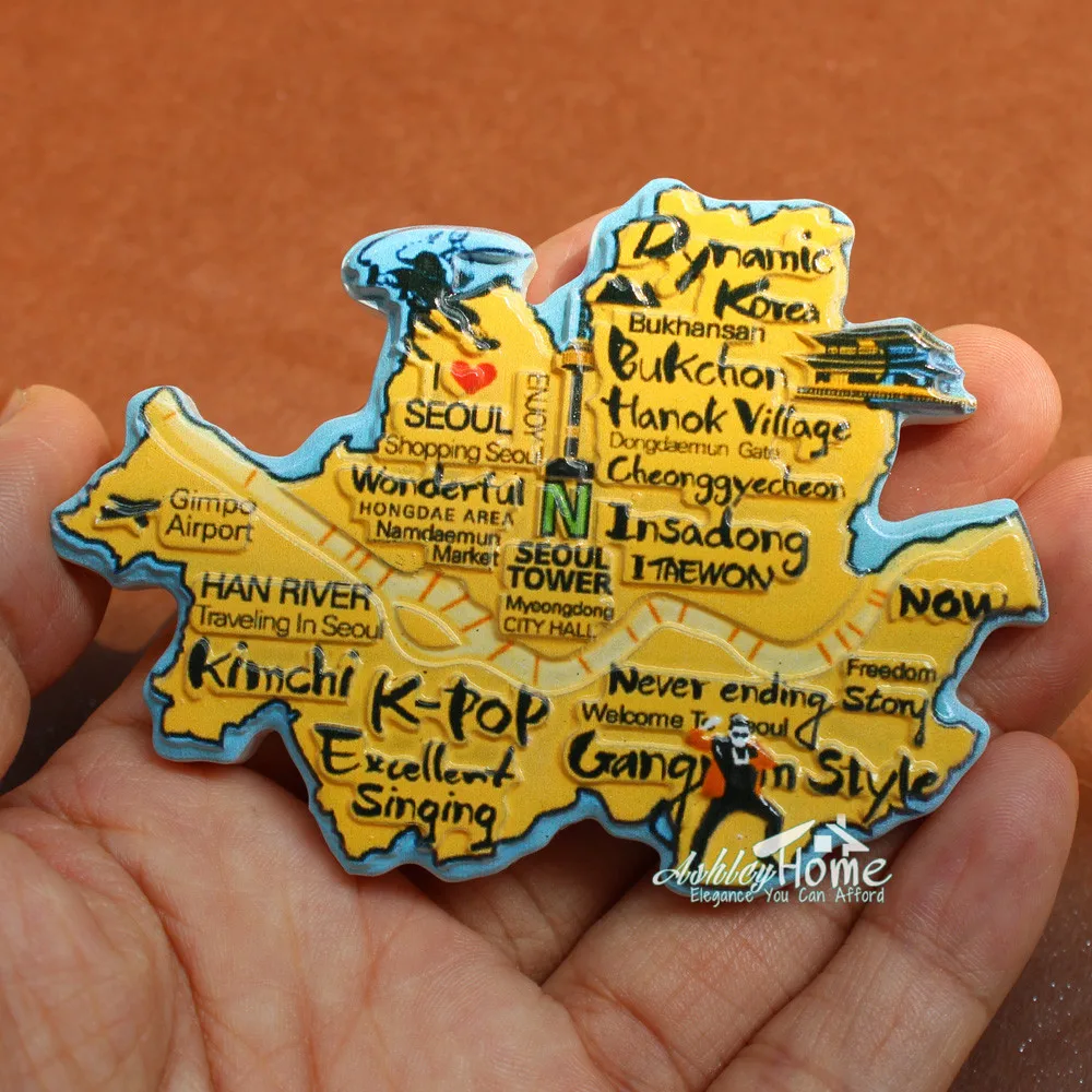 Корея карта Сеула туристическая фотосессия 3D искусственная смола домашний