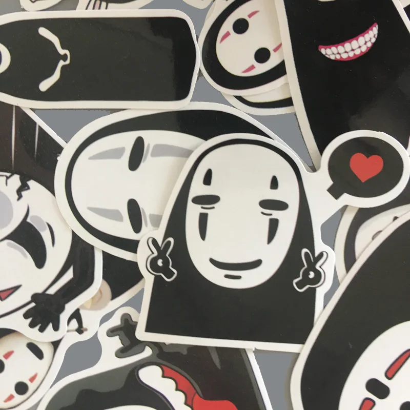 

12pcs No Face Man Cartoon Stickers Spirited Away Miyazaki Hayao Anime Figure Waterproof Car Trolley Suitcase Graffiti Decals Hot