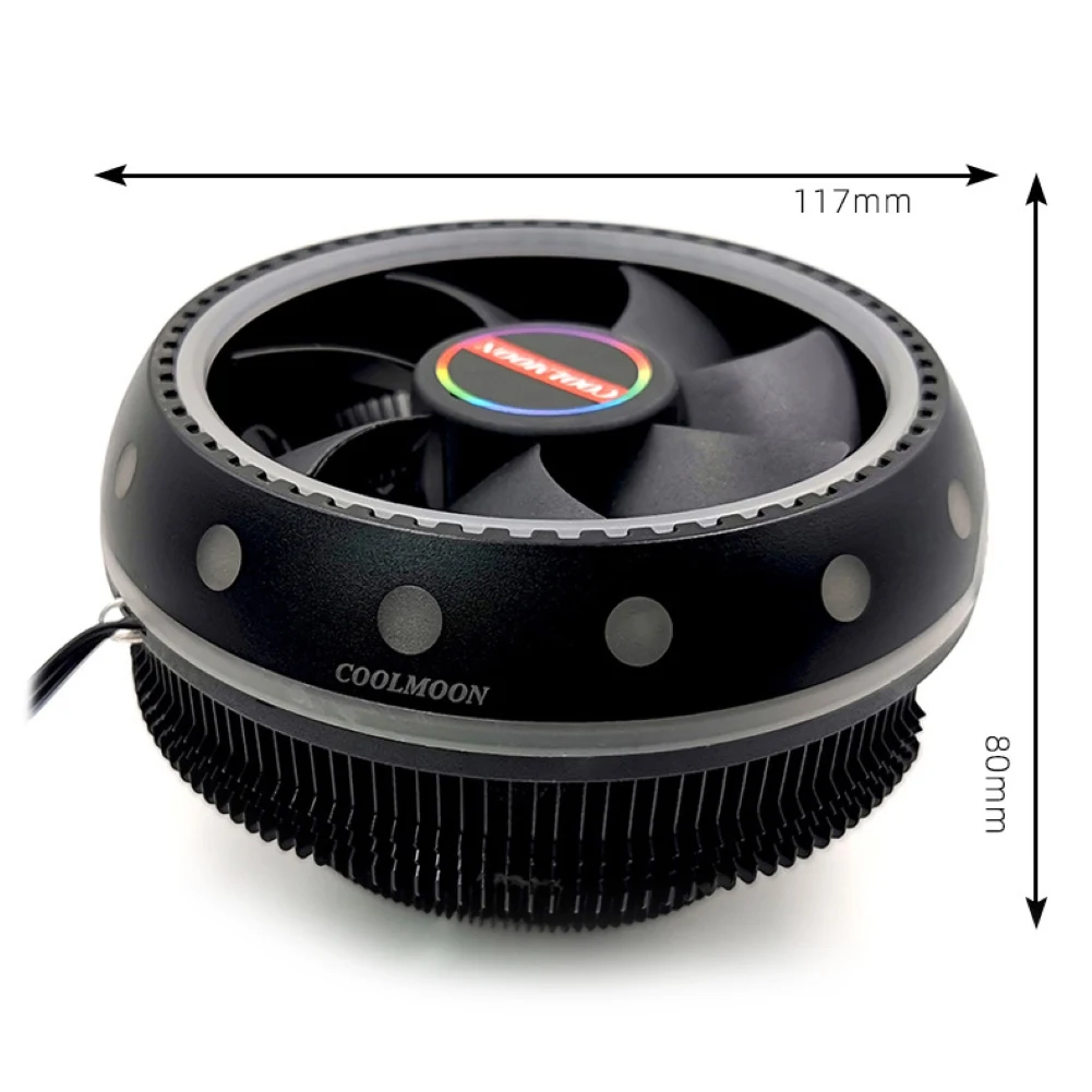Цветной вентилятор с RGB-подсветкой, охлаждение, бесшумный, радиатор процессора компьютера, аксессуар 120 мм.