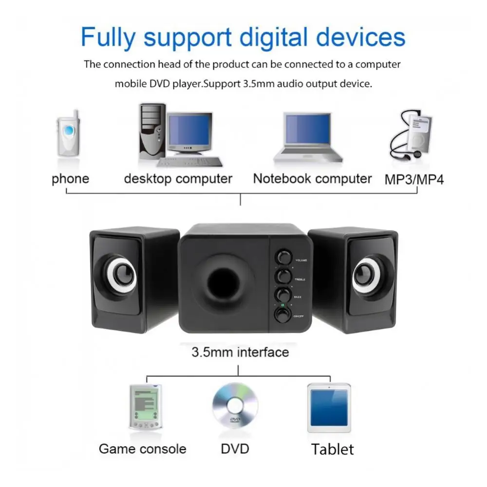 Система домашнего кинотеатра PC Super Bass сабвуфер проводной Bluetooth-совместимый