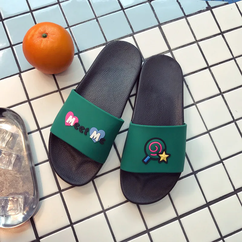 Новинка 2020 года Домашние тапочки из ПВХ с рисунком для пар Милые женские летние