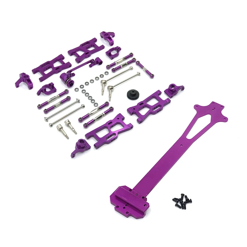 

For Wltoys 124019 124018 Metal Radio Tray Second Floor Board ,A & Metal Swing Arm Steering Cup Upgrade Parts Kit,Purple
