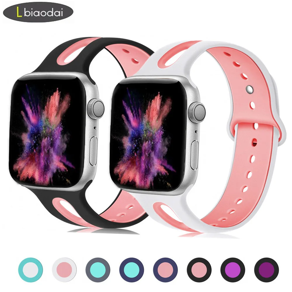 Спортивный ремешок для часов 42 мм 38 iWatch 4 band 44 40 силиконовый браслет часы 3 2 1 42/44/40/38