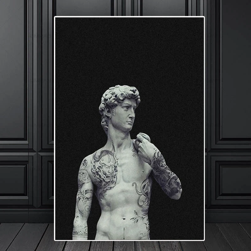 Абстрактные тату картины на холсте Давид Микеланджело плакаты и принты