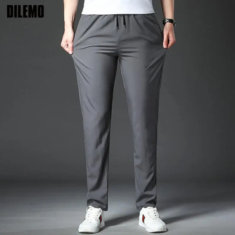 

High Quality New Brand Casual Fashion Straight Strappy Zipper Pants Male Long Trousers Comfortable Loose Korean Clothing
