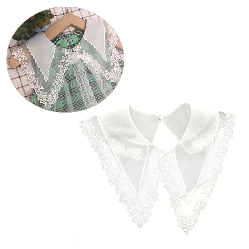 

Embroidery Round Neck Lace Neckline DIY Collar Floral Chiffon Applique Patches