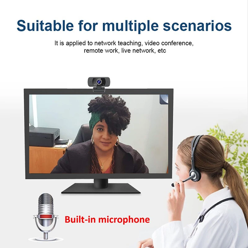

HD 1080P Webcam Mini Computer PC WebCamera with Microphone Rotatable Cameras for Live Broadcast Video Calling Conference Work