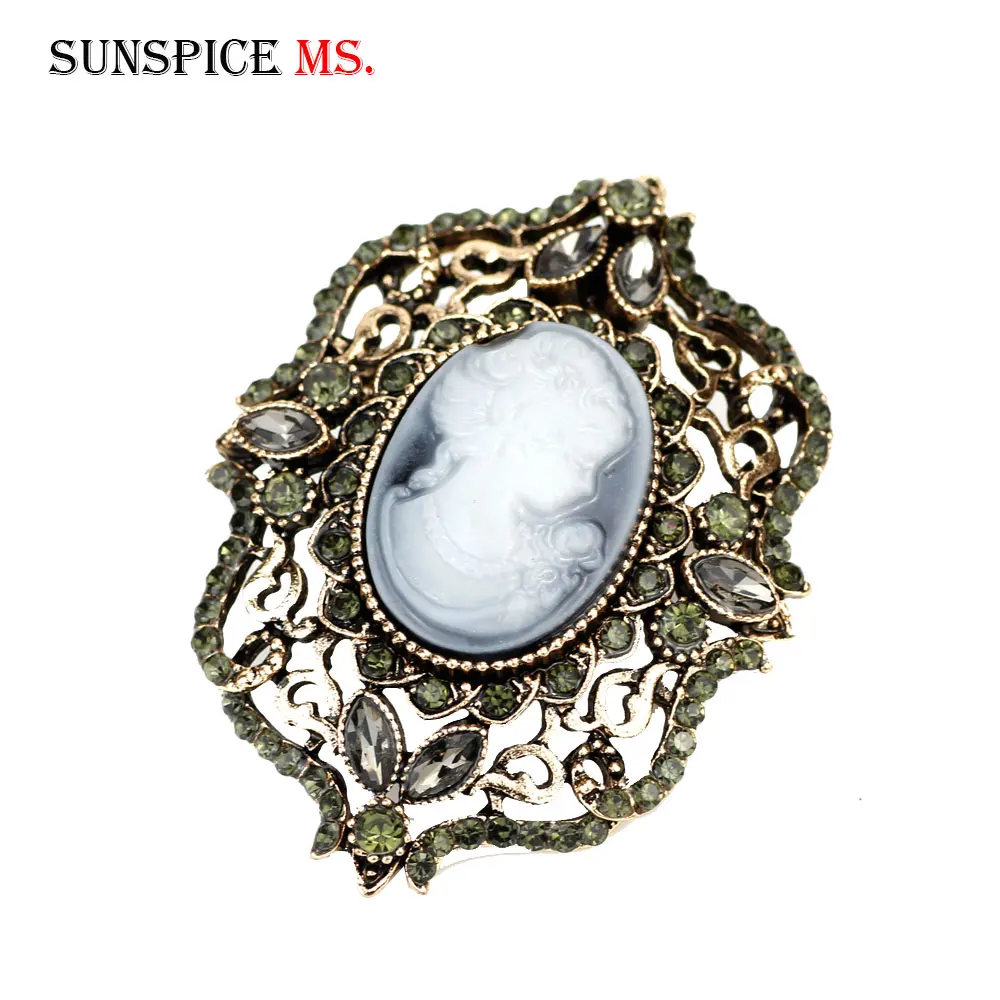 SUNSPICEMS модная серая кристаллическая Брошь для женщин богемные этнические броши