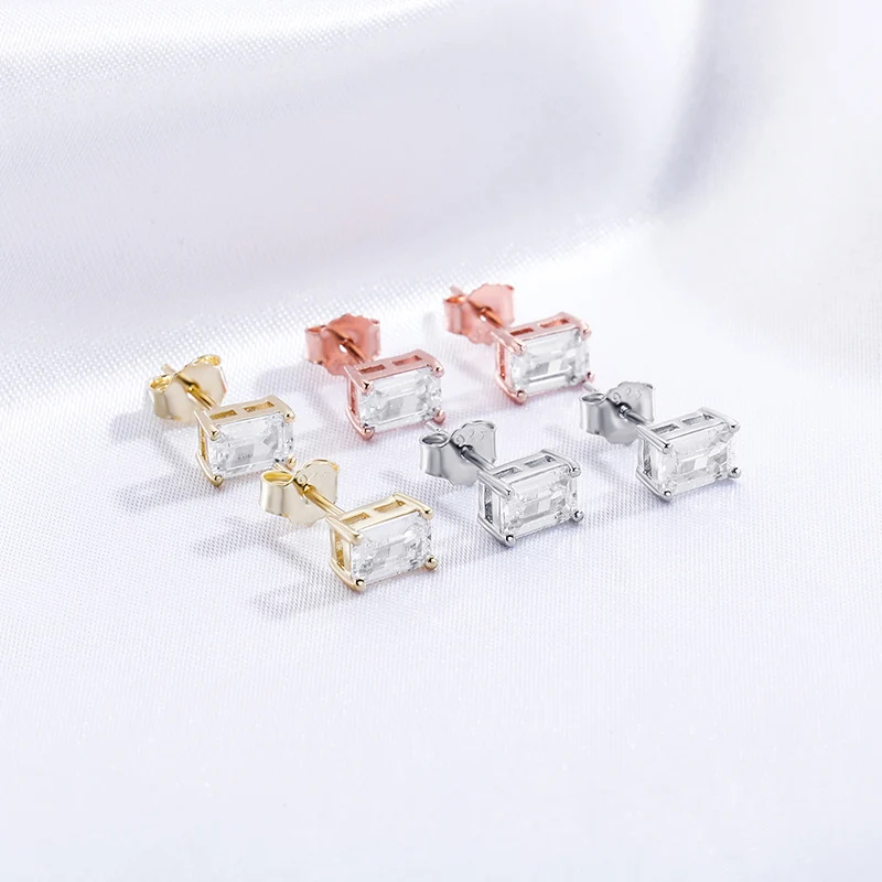 

1 Pair Hip Hop Claw Set 3A+ CZ Stone Bling Ice Out Square Stud Earrings for Men Women Unisex Rapper Jewelry Gift Drop Shipping