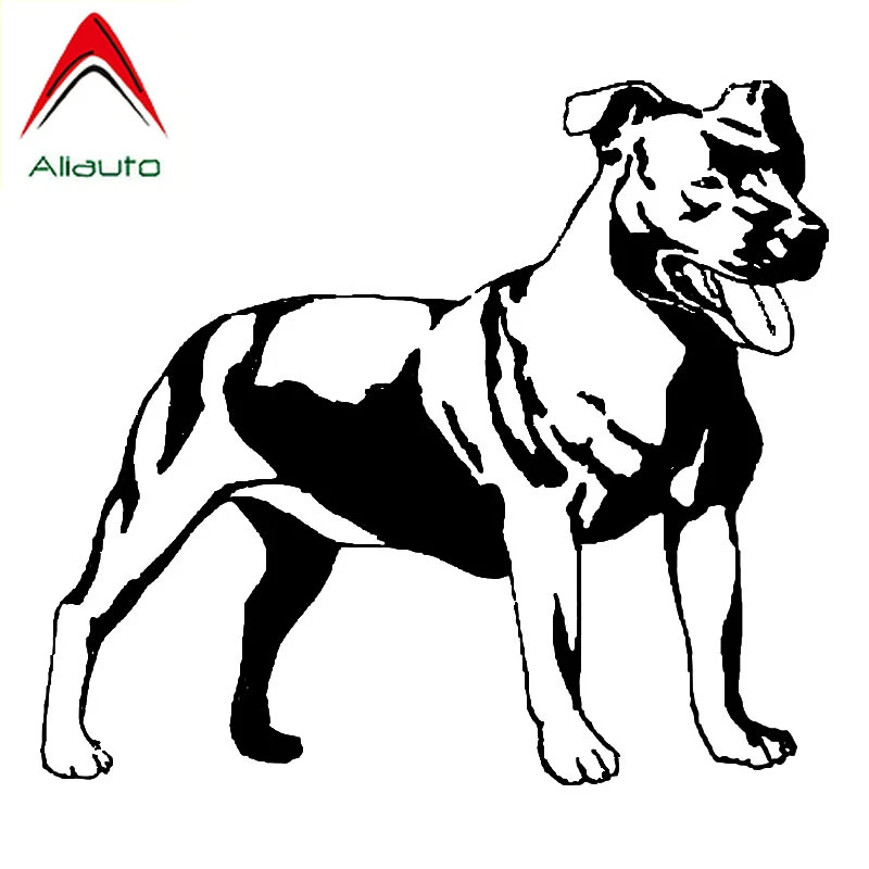 

Aliauto Staffordshire Bull Terrier Dog Car Stickers Fashion Reflective Vinyl Decal Automobile Decoration Black/Silver,18cm*16cm