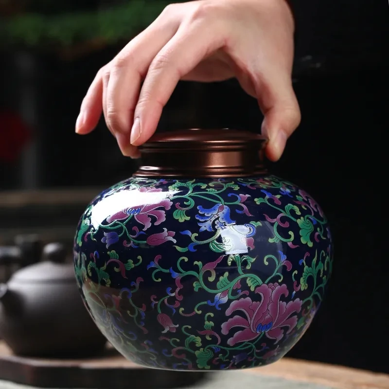 Керамическая чайная банка в китайском стиле домашняя Герметичная крышка