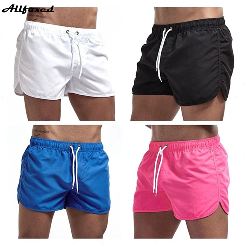 

Men's Casual Swimwear Shorts Beachwear Sexy Swimming Trunks Solid Color Short Pants High Quality Quick Drying Fabric Bottoms