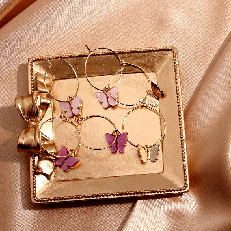 Женские акриловые серьги кольца Flatfoosie модные золотистые и Серебристые круглые