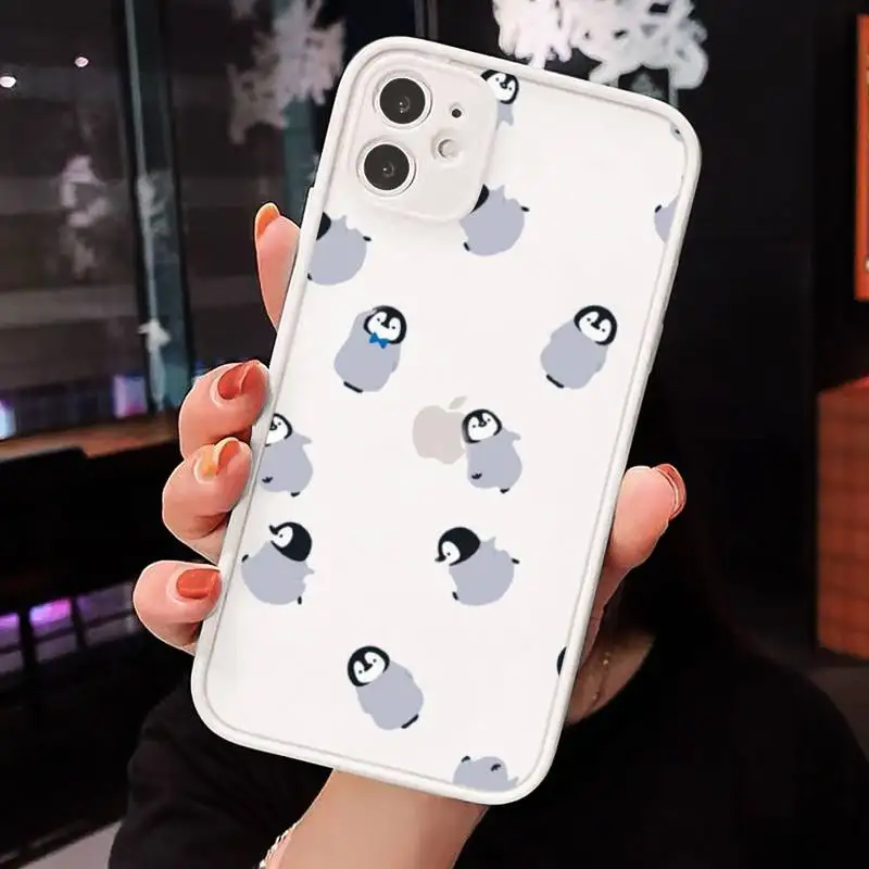 

Lovely Penguin Polar Bear Phone Case matte transparent For iphone 7 8 11 12 plus mini x xs xr pro max cover