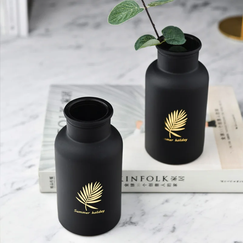 Ваза винтажная ваза современная модная стеклянная черная ручная работа красивая