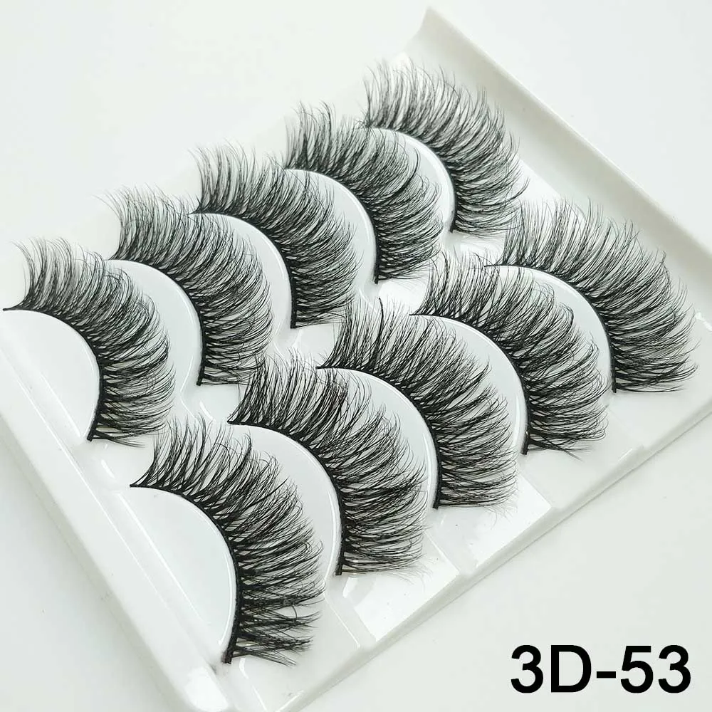 3D-53 5 пар норковых ресниц натуральные/толстые 3D Искусственные ресницы натуральные накладные ресницы ручной работы инструмент для макияжа накладные ресницы - Цвет: 3D-53