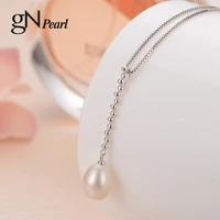 gn pearl natural freshwater pearl pendants necklace genuien 925 sterling silver 8 9mm chains jewelry gnpearl for women