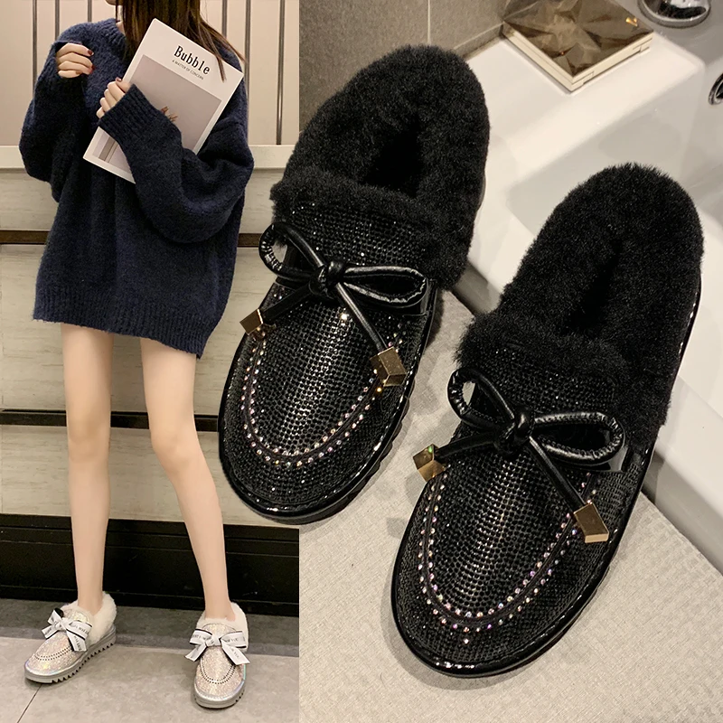 2019 г. Новые зимние женские ботинки с плюшевой подкладкой сохраняющие тепло