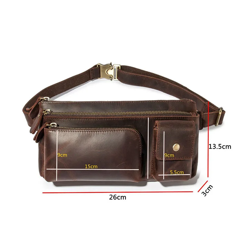

AETOO Genuine leather belt bag, retro crazy horse leather men's chest bag, leather messenger bag
