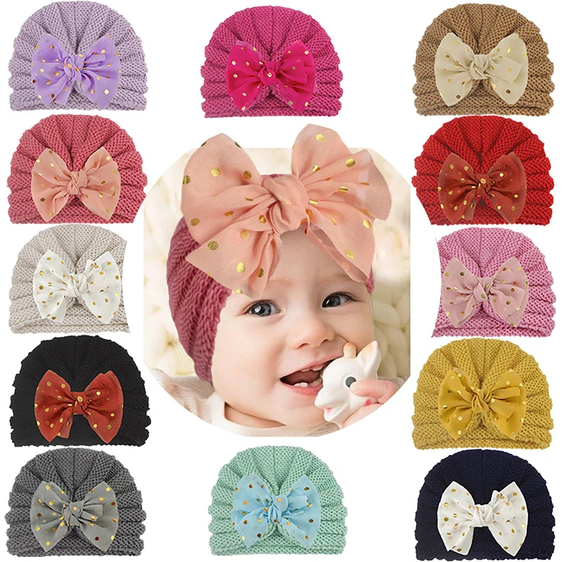 

Cute Cloth Baby Bow Turban Hat Newborn Beanie Caps Kids Girls Headwear Infant Toddler Shower Hat Birthday Gift Photo Props