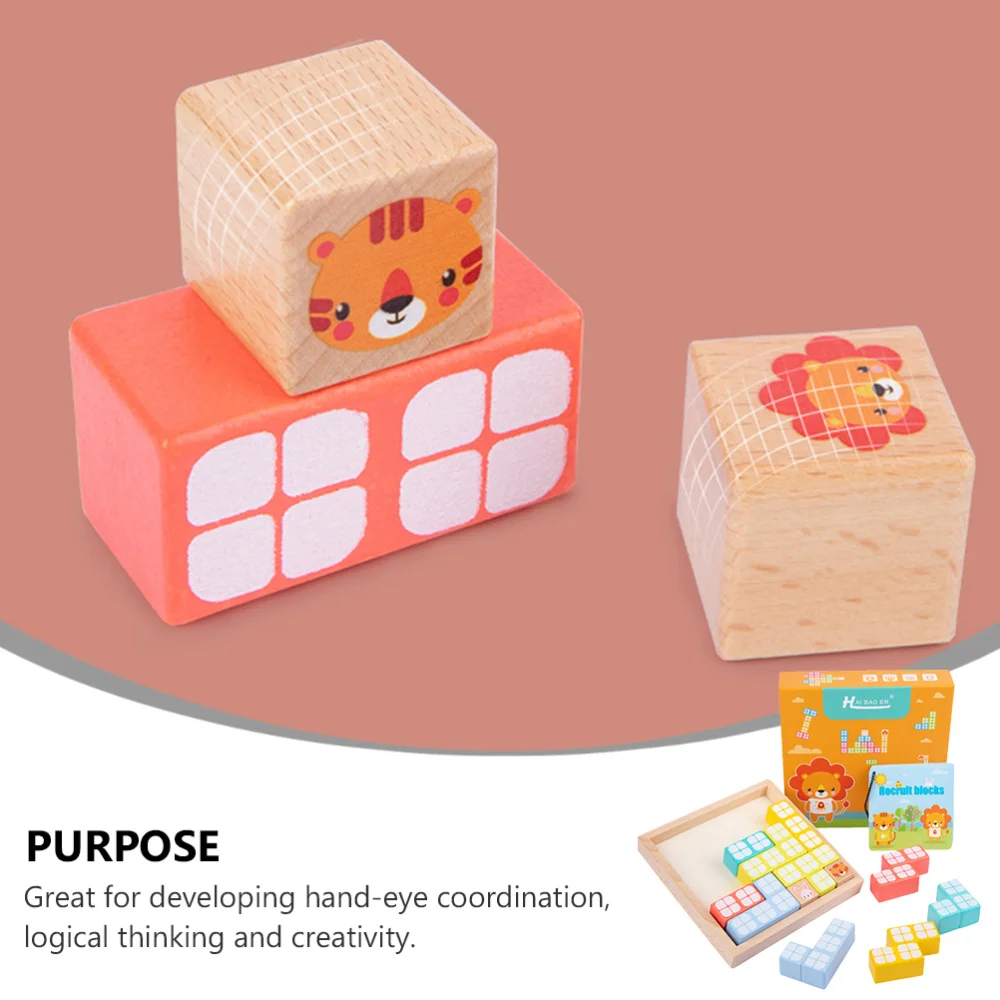 

1 Set Wooden Children Logical Building Block Kids Early Education Building Block