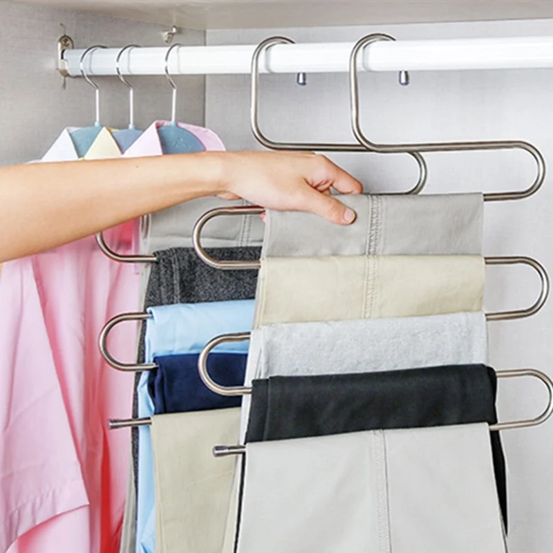 Вешалки для одежды s образная форма сушки штанов многослойные хранения взрослых