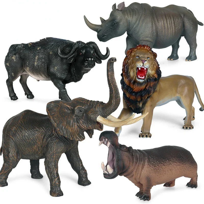 Wild Life Animal Figurine for Children Big Size Simulation Lion Elephant Buffalo Hippo Rhino Figure Toy Gift