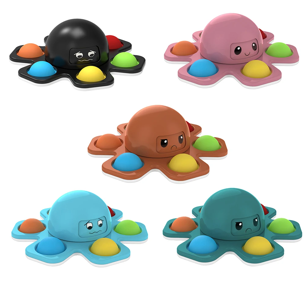 

New Face-Changing Octopus Push Bubble Spinner Fidget Toys Fingertip Gyro Anti-Stress Kid Fun Stress Reliever Interactive Toy