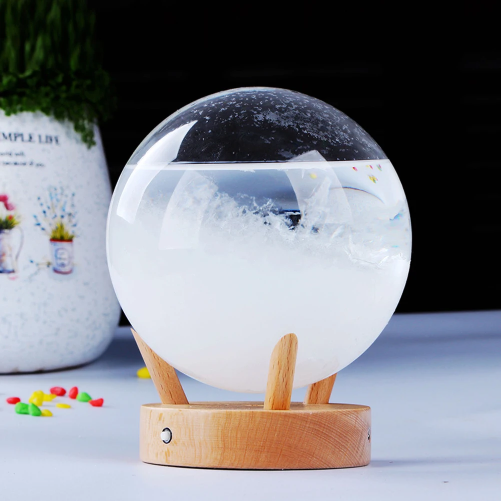 

Storm Glass Weather Forecaster Stylish Innovative Desktop Weather Predictor With Wooden Base For Home Office Decor