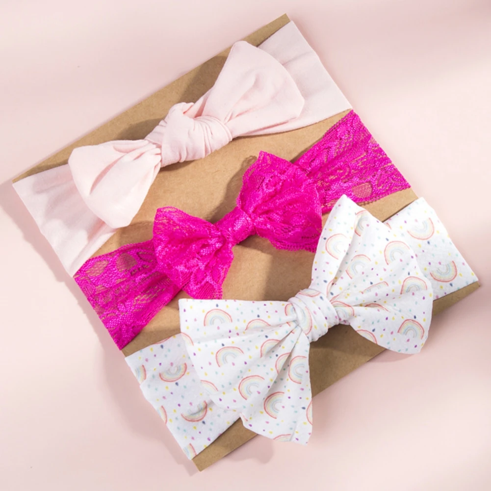 

3Pcs/Set Newborn Kids Baby Headbands Cute Baby Bow Elastic Bow Headwear Kids Gifts Girl Hair Accessories