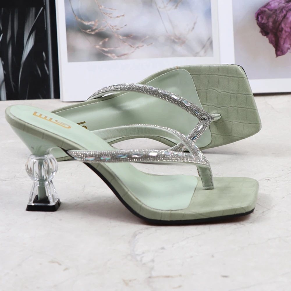 

Новинка, роскошные модные шлепанцы Стразы, женские туфли-лодочки на высоком каблуке, повседневные офисные дамские шлепанцы для выпускного вечера, женская обувь hh636