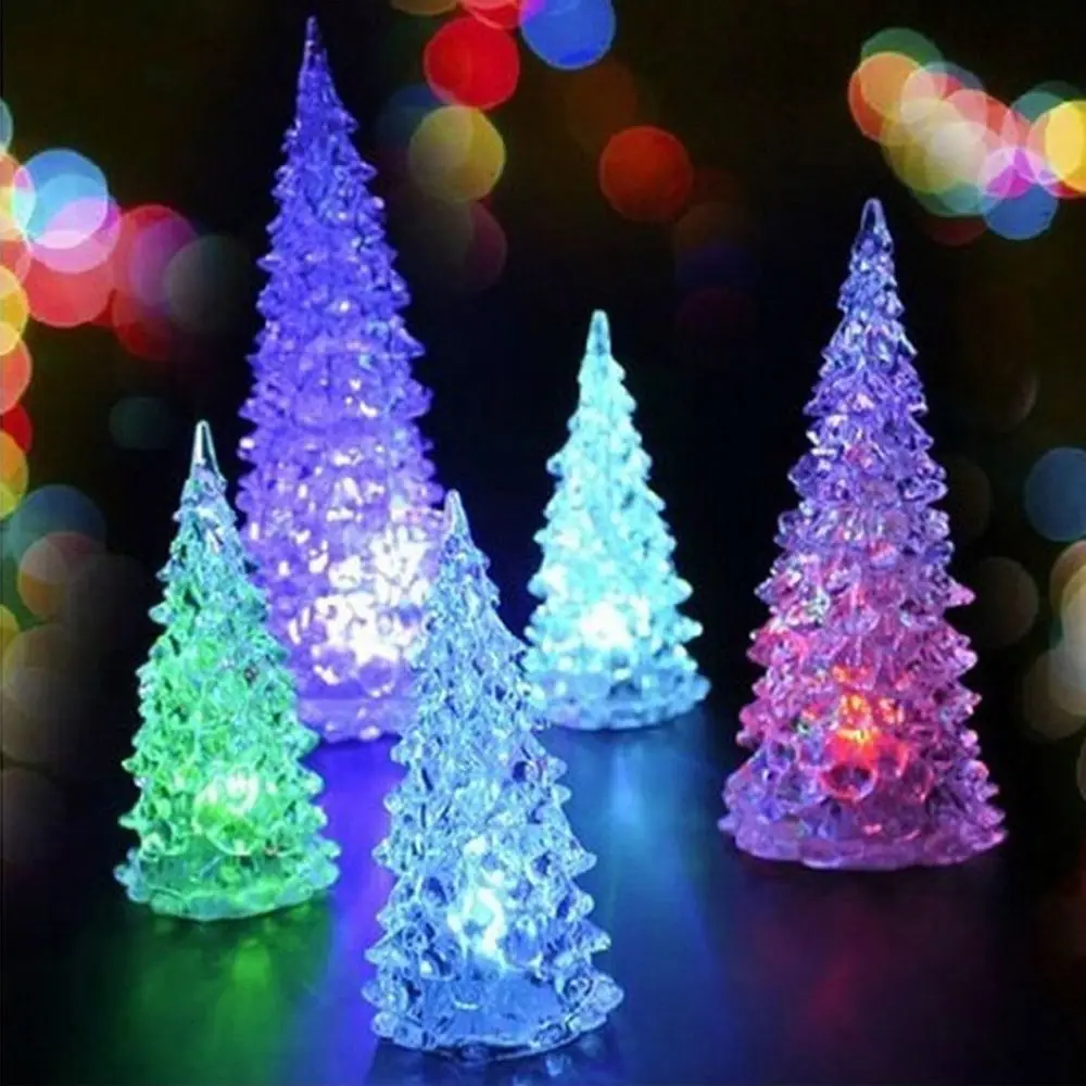 

7 Colors Colorful Dream Merry LED Color Changing Mini Christmas Xmas Tree Home Table Party Decor Charm Small Night Light Acrylic