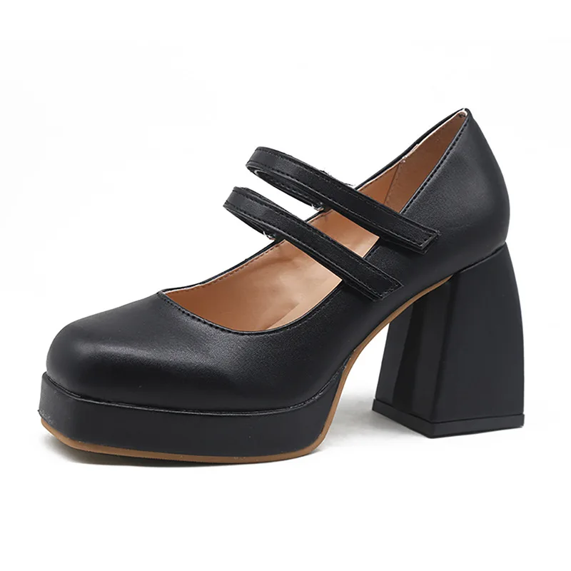

2021 Design Fashion Mary Jane Elegant Women Single Shoes Platform Strap Party Pumps Thick High Heels 10CM Ladies Dress Shoes